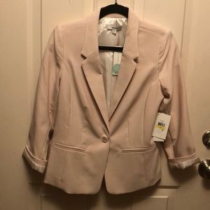Light pink suit jacket, business casual